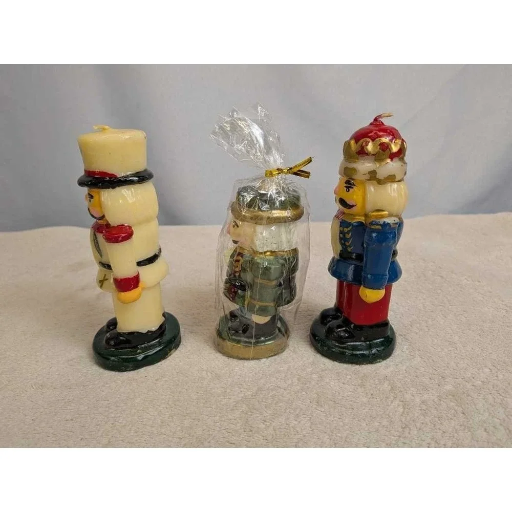 Nutcracker Candles Set of 3 Vintage Christmas Holiday‎ Home Decor Wax Figures